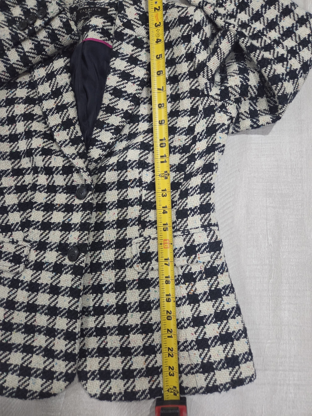 Talbots Black & White Houndstooth Blazer Jacket - Picture 8 of 11